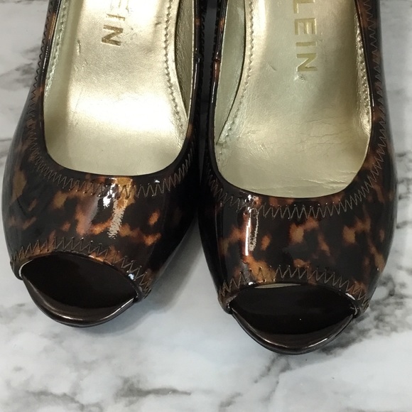 Ann Klein Women’s Tan Brown Heel Pumps Open Toe - Picture 4 of 12